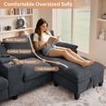thumbnail image 4 of 116" U Shaped Couch Modular Sectional Sofa with 2 Storage Ottomans & 1 Storage Console,USB Charging Ports & 2 Cup Holders & 2 Throw Pillows,Modern Linen 4 Seater Sofa for Living Room,Apartment,Office, 4 of 11