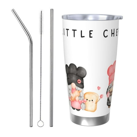 

Fuzoiu Baker Gnome Print 20oz Tumbler Stainless Steel Vacuum Insulated Car Cup Insulated Coffee Mug Travel Mug with Lid Thermal Cup for Outdoor-Straw Three-piece Set
