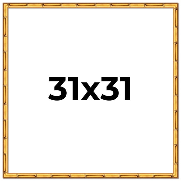 31x31 Frame Gold Bamboo Solid Wood Picture Frame | 0.75 Inch Moulding Width | Interior Frame Depth