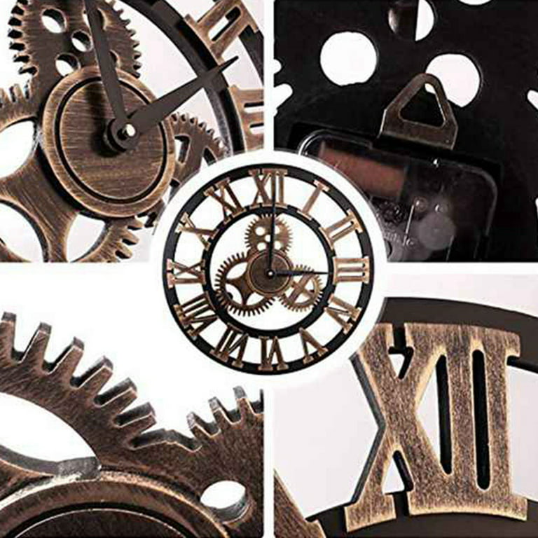 Wooden Wall Clock Vintage Gear Clock Us Style Living Room Wall