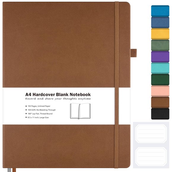 Cuaderno en blanco MALEDEN A4 22x28 cm tapa dura marrón