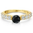 thumbnail image 3 of Gem Stone King 14K Two Tone Gold Black Sapphire and Lab Grown Diamond Engagement Ring for Women | 2.03 Cttw | Round 6MM | Gemstone September Birthstone | Size 9, 3 of 6