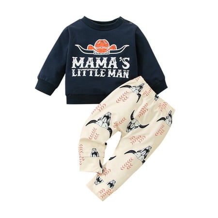 

New Born Boy Baby Gift Toddler Baby Boys Clothing Set Western Cow Legging Tops Pants Kids Clothes Children Winter 2pc Outfits
