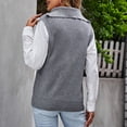 thumbnail image 3 of Chaleco De Punto Para Mujer Con Cremallera De Un Cuarto Cuello Vuelto Sin Mangas Color Puro Chaleco Elástico Suelto Suéter Gris M, 3 of 8