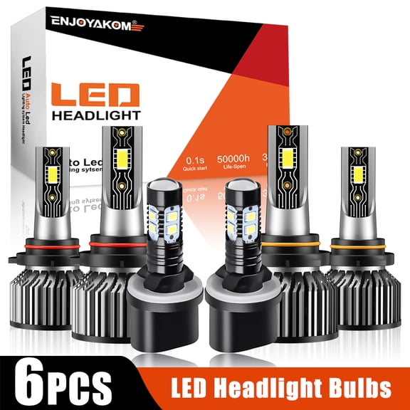 6x For Pontiac Bonneville 1992-2005 12000 Lumens 6000K White Combo High Low Beam Fog Light Replace, 9006 9006 LED Headlight Bulbs Kit & 880 Fog Lamp