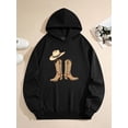 thumbnail image 3 of Men's Pocket Graphic Hooded Pullover, A Pair of Cowboy Boots with A Hat Beside Them, Sizes S-2XL, 3 of 9