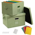 thumbnail image 1 of 2 Pack File Organizer Box Office Document Storage with Lid, School Collapsible Linen Hanging Filing Organization, Home Portable Storage with Handle, Letter Size Legal Folder, 1 of 4