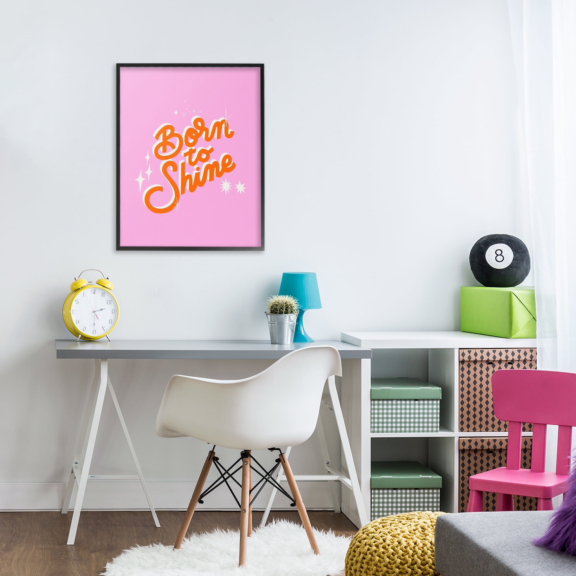 Stupell Industries Born To Shine on Pink Black Framed Giclee Art, design by Indira Prieto | IndySign