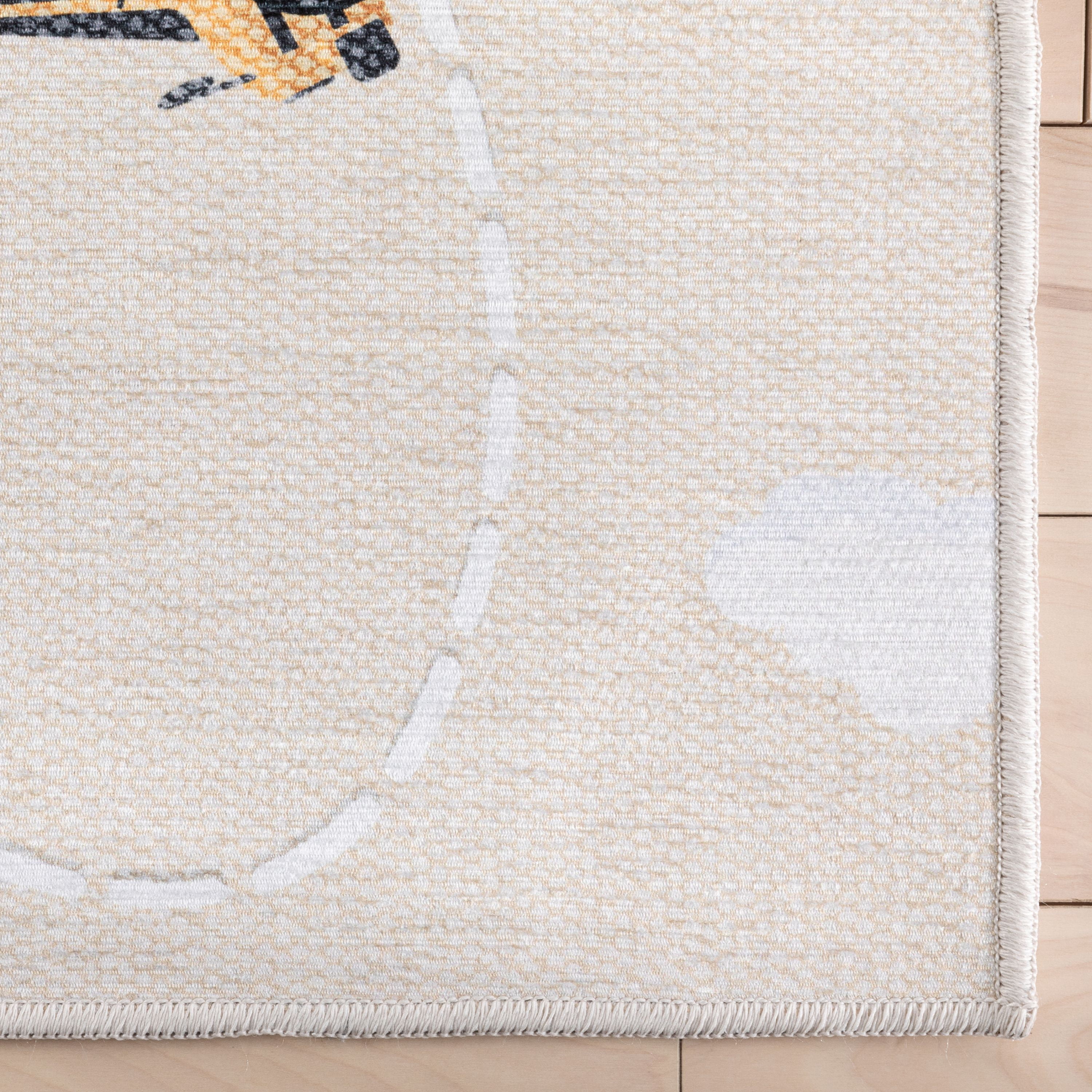 Well Woven Kids Rugs Traffic Modern Beige Printed Distressed Machine Washable 3'3" x 5' Area Rug