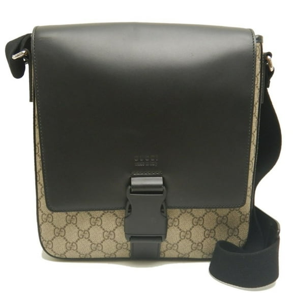 Pre-Owned GUCCI 406368 Shoulder Bag GG Supreme Canvas Black/Beige 252985 (Good)