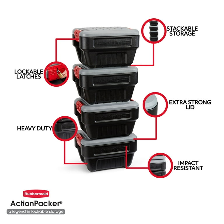 Rubbermaid 8 Gal. Action Packer Storage Bin (4-Pack) RMAP080000