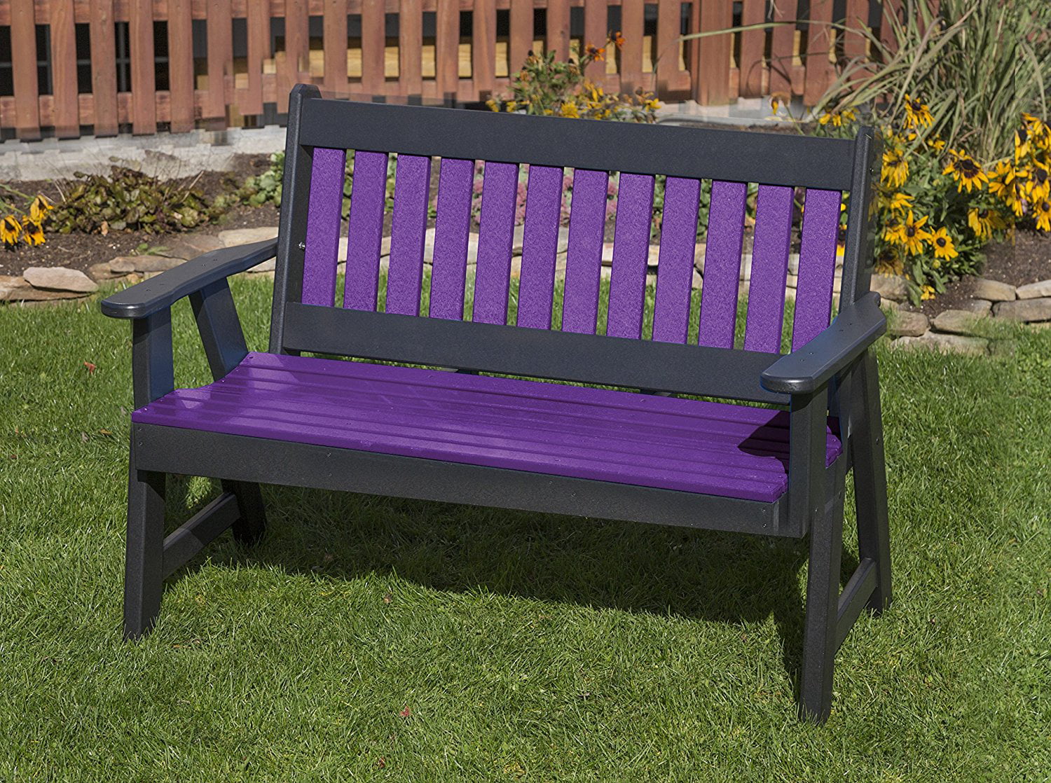 4 Ft Poly Lumber Roll Back Porch Outdoor  Bench  Bright 