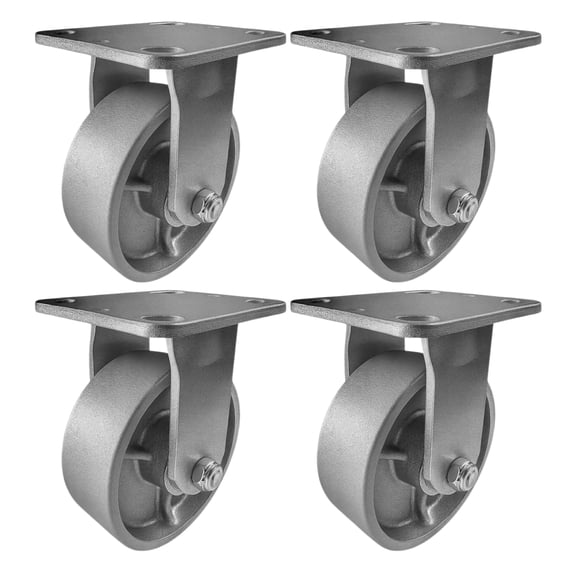 4 Heavy Duty Caster Set 5" Steel Wheels - 4 Rigid