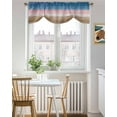 thumbnail image 3 of Blue Pink Tie Up Valances Curtain, Adjustable Kitchen Brown Gradient Wood Grain Vintage Farmhouse Valances for Windows Decor, Rod Pocket Short Curtains Set for Bedroom/Bathroom, 54"x18", 3 of 8