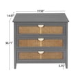 thumbnail image 7 of 3 Drawer Cabinet, Modern Rattan Nightstand Dresser Chest with Wide Drawers and Metal Handles, Farmhouse Wood Storage Organizer for Bedroom, Living Room, Hallway, Entryway (Gray), 7 of 7