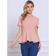 thumbnail image 4 of DARING DIVA Women's Round Neck Elegant Peplum Tops M Pink, 4 of 6