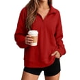 thumbnail image 2 of GUACER Long Sleeve Tops for Women Hoodless Trendy Oversized Half-Zip Soft Casual Pullover Sweatshirts, 2 of 9