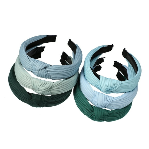 Vocoste 6 Pcs Hair Headband Wide Knotted Headband for Women Girl Green Blue 1.18' Wide