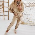 thumbnail image 2 of Baqcunre Women's Loose Solid Color Hooded Fleece Hoodie and Trousers Set,Color Brown,Size S-XXL, 2 of 5