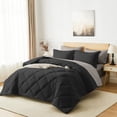 thumbnail image 2 of Flymme Queen Comforter Set with Sheets, 7 Pieces Black Bed in a Bag Queen Bed Sets Quilted Diamond Complete Bedding Sets for Man Women Bedroom Decor, 2 of 8