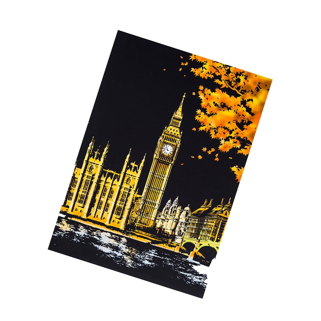 Kironypik DIY Manual Scraping Painting Famous City Building Night View