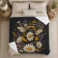 thumbnail image 5 of Enchanted Bumblebee Daisy Garden, Cozy Botanical Garden Scene, Warm Flannel Blanket for Sunroom and Reading Nook, Garden Lovers Thanksgiving Gift, Playful Home Decor, 5 of 9