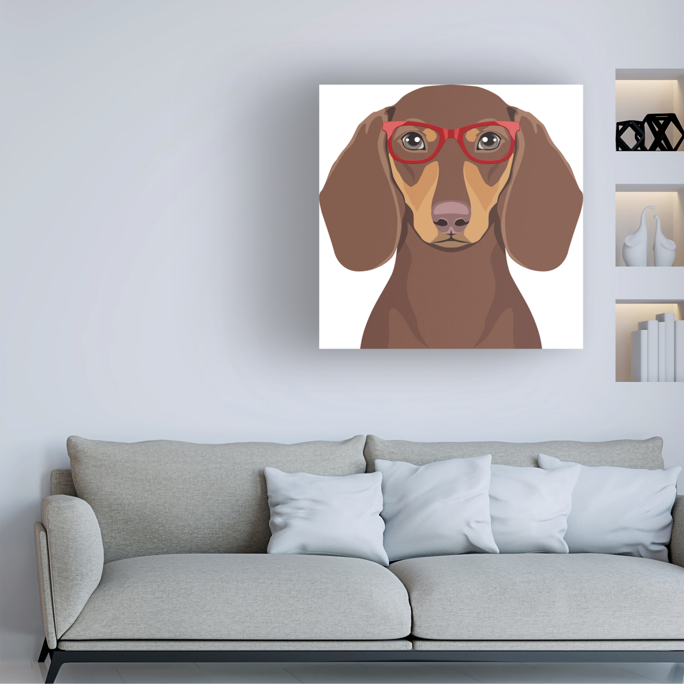 Furbaby Affiliates 'Dachshund Wearing Hipster Glasses 2' Canvas Art
