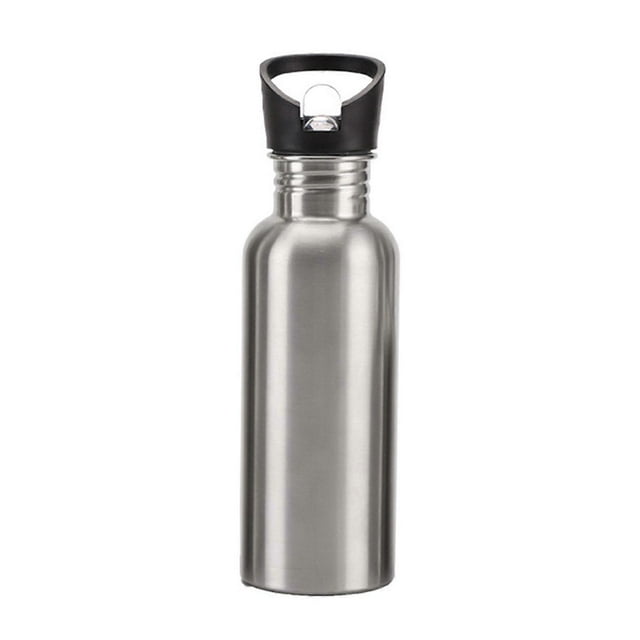 Bouteille d'Eau en Acier Inoxydable avec Poignée Non Isolée à Paroi Simple pour Sports 1000ml Bouchon en Plastique