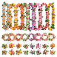 thumbnail image 1 of 1 juego de collares hawaianos, diadema de flores, pulseras de leis hawaianos, suministros para fiestas hawaianas, 1 of 7
