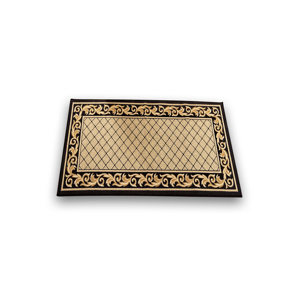 Collections Etc Floral Scroll Basket Weave Rug with SkidResistant