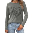 thumbnail image 2 of Royisotas Casual Tops for Women Heart Print Gray Long Sleeve Winter Plus Size for Women Shirts Tunic Loose Fit Crew Neck Tshirt, 2 of 6