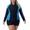black&blue, variant on Women's Plus Size Rush Guard Floral Long Sleeve Zip Front Swim Top
