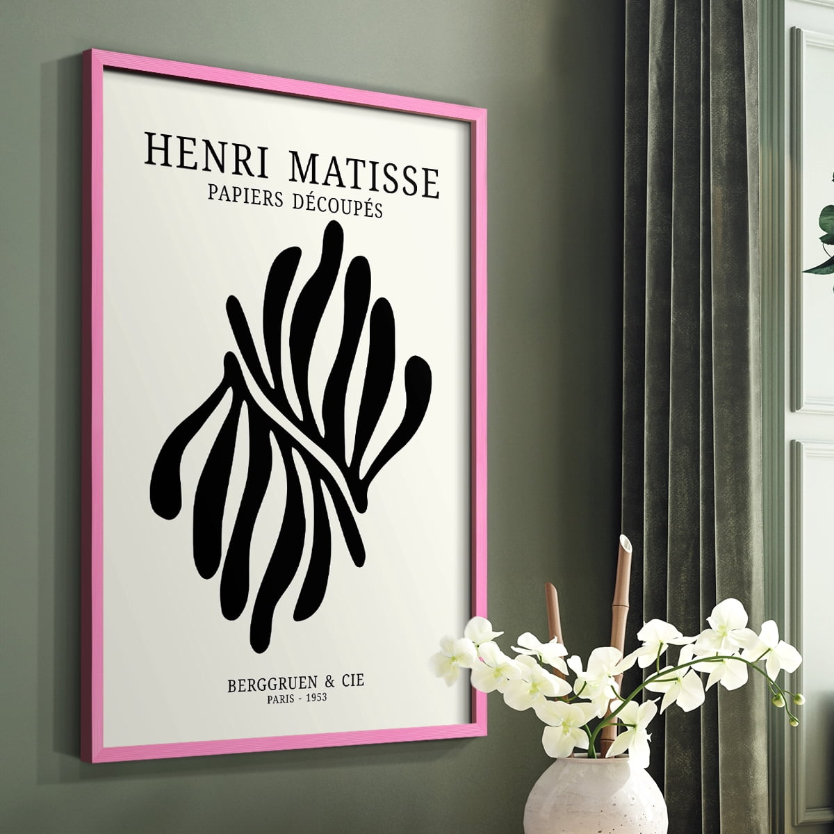 Matisse CDIX in Pink Solid Wood Framed Print No Nail Hanging