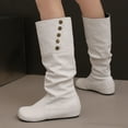 thumbnail image 5 of YLYL Womens Mid Calf Boots Slouchy Flat Low Heel Round Toe Wide Calf Pull on Fall Winter Riding Boots, 5 of 9