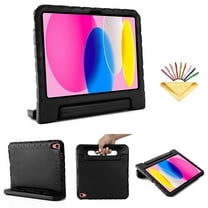 Tarise Kids Case for Apple iPad 10th Generation 10.9 inch 2022 with Pencil Holder/Foldable Convertible Handle/Kickstand Slim Lightweight Kid-Proof Soft EVA Foam Shockproof Rugged Stand Cover, Black