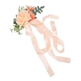 thumbnail image 3 of Respaldo de silla de boda, flores artificiales, decoración de flores para silla de boda con tela de hilo para fiesta de boda, champán, 3 of 10