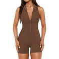 thumbnail image 1 of FAIWAD Women's Short Yoga Romper Seamless Zip Up Front Rompers Slim Stretch Workout Sport Short Jumpsuit, 1 of 6