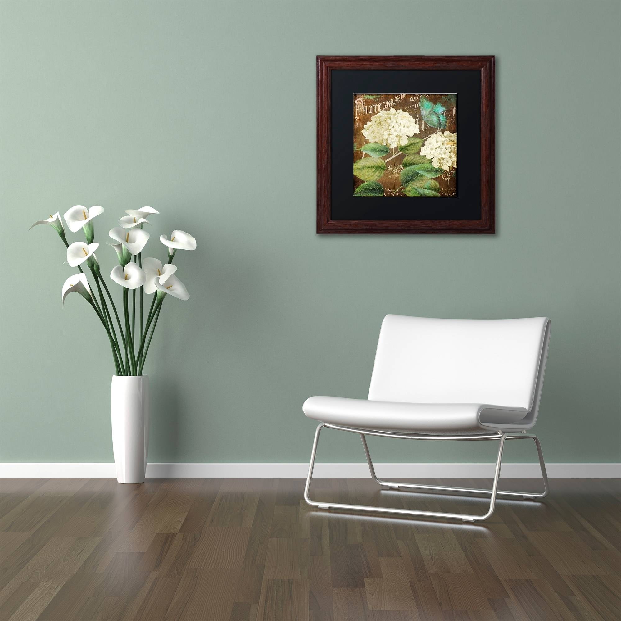 Trademark Fine Art "Alabaster Hydrangea" Canvas Art by Color Bakery Black Matte, Wood Frame