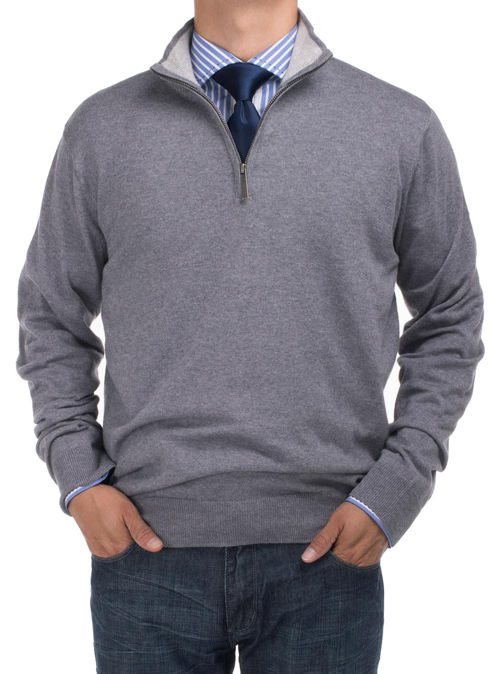 Mock Neck 1/4 Zip Sweater Relaxed Fit 