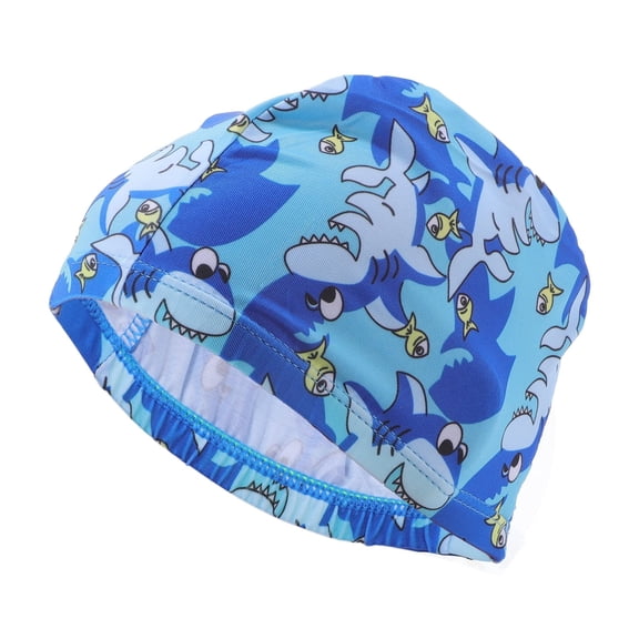 Unique Bargains 1 Pc Elasticity Shark Pattern Swim Cap 5.91"x8.27" Sky Blue