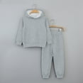 thumbnail image 6 of Gvdentm Boys Girls 2 Piece Outfits Hoodie Sweatsuit Sets Oversized Sweatshirt and Baggy Fall Fashion Sweatpant with Pockets(Grey,6-7 Years), 6 of 7