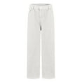 thumbnail image 5 of 26" Inseam Womens Jeans Full Length Wide-Leg High Rise Plus Size Pants for Women Denim Solid Stretch Pants White M, 5 of 7