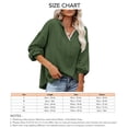 thumbnail image 5 of Mujeres con capucha Top encaje empalme cuello en V hombro caído cordón suéter suelto sudaderas para dama, 5 of 5
