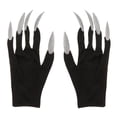 thumbnail image 2 of Guantes Cosplay Hugo Mujer Negro Plateado Uñas Dorado, 2 of 6