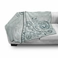 thumbnail image 3 of Floral Soft Flannel Fleece Throw Blanket, Vintage Inspired Swirled Lines Leaves Petals Shabby Classic Image Print, Cozy Plush for Indoor and Outdoor Use, 70" x 90", Baby Blue Jade Green, by Ambesonne, 3 of 6