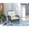 thumbnail image 2 of Manhattan Comfort Furttuo Steel Rattan Outdoor Rocking Chair with Cushions in Cream, 2 of 3