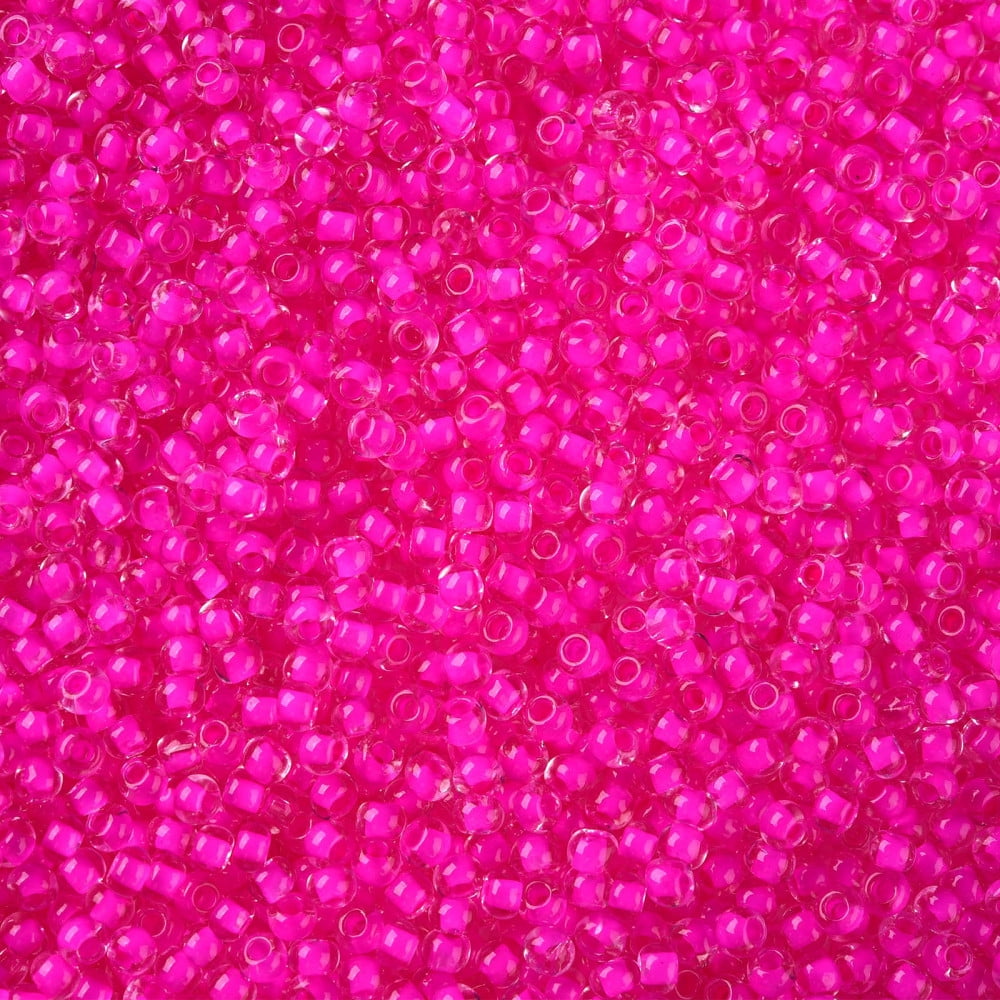 11/0 Grade A Round Glass Seed Beads Transparent Inside Colours Camellia 2.3x1.5mm Hole: 1mm about 48500pcs/pound