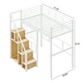 thumbnail image 2 of Euroco Full Size Loft Bed with Shelf and Hanger for Kids Teens Bedroom, White, 2 of 9