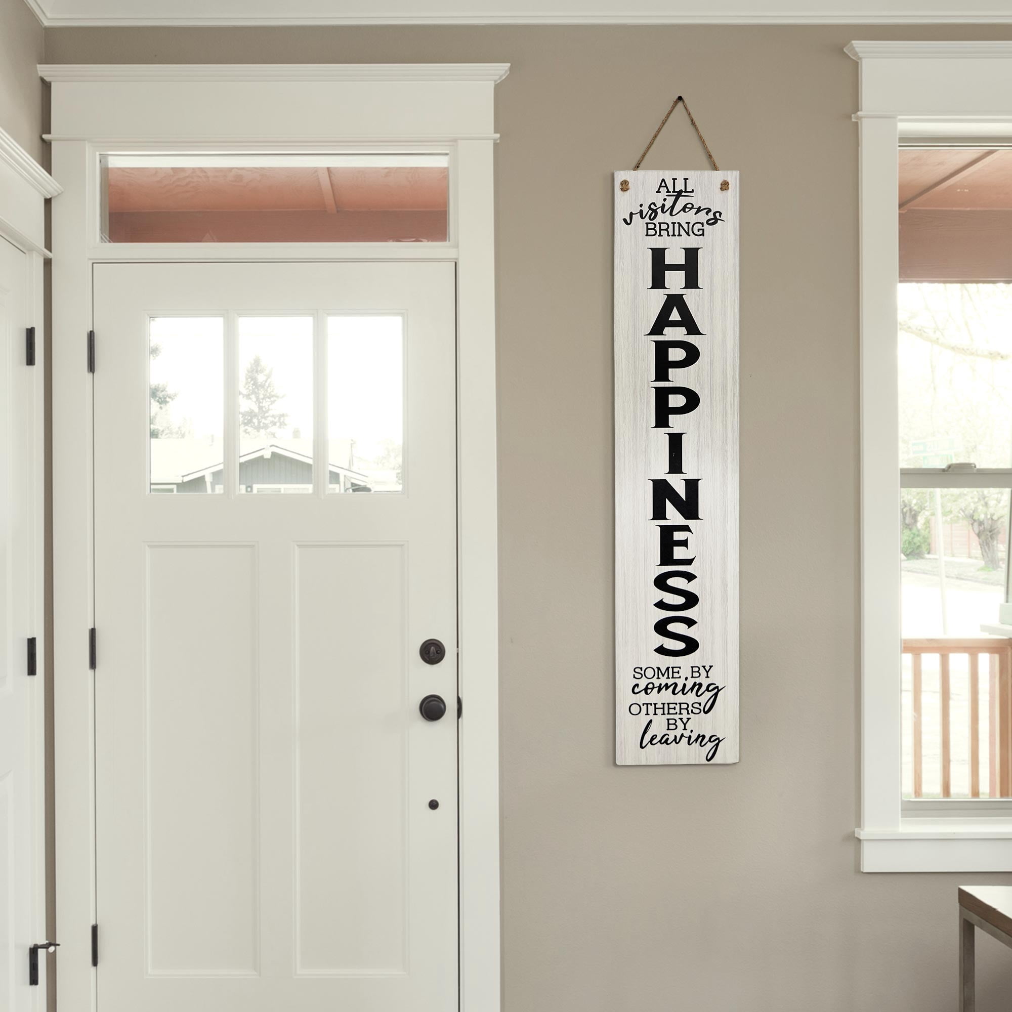 We are Already Disturbed Please Come in | Visitors Bring Happiness Reversible Double-Sided Hanging Wall Sign & Leaning Plaque for Home, Entryway, Door, Living Room - 47.25" x 10"