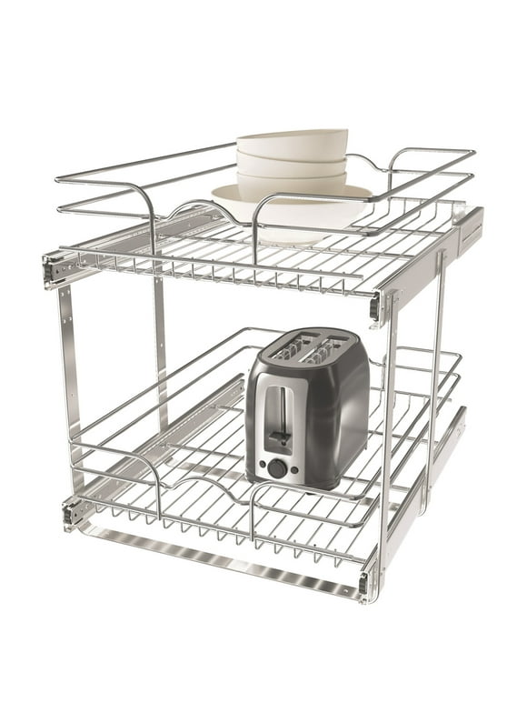 Rev-A-Shelf 5WB2-1822CR-1 18x22in 2-Tier Wire Pullout Cabinet Drawer Basket